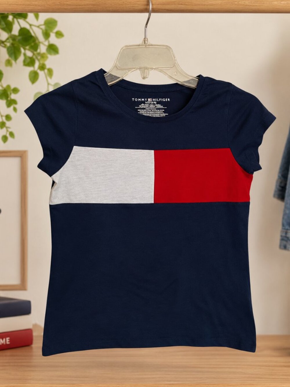 Tommy Hilfiger Girls Colorblock Tee Shirt Navy Red White Size 12/14